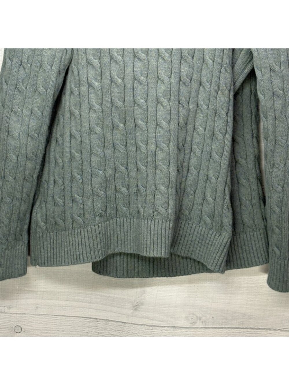 Lauren Ralph Lauren Cardigan Women XL Sage Cable Knit Cotton Shawl Collar Buckle - Picture 9 of 11